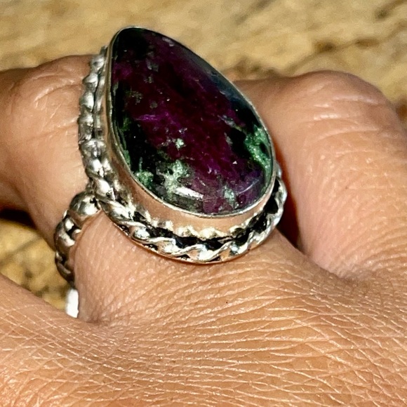 Ruby Zoisite Ring Size 7 1/4 - Picture 7 of 8